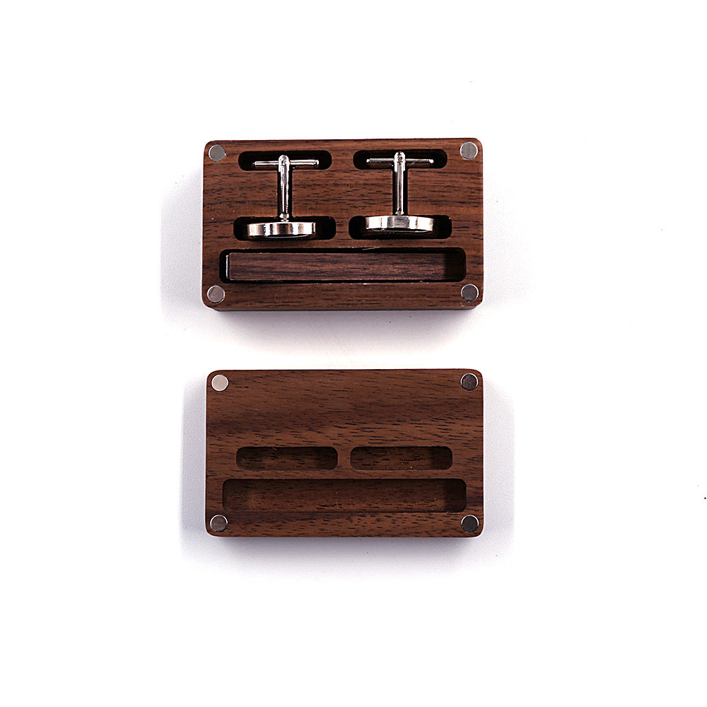 Personalised Wooden Men's Cufflink + Tie Clip