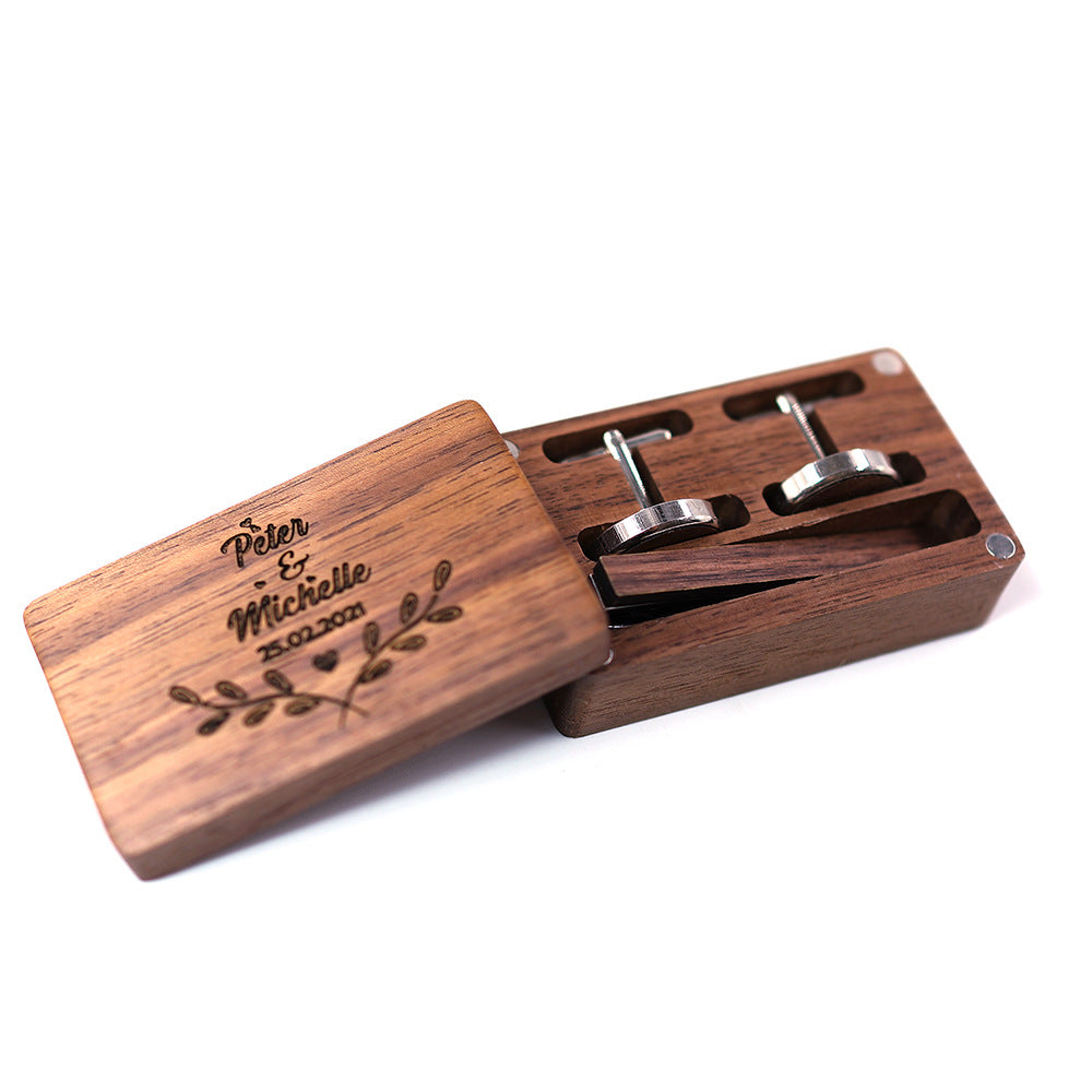 Personalised Wooden Men's Cufflink + Tie Clip