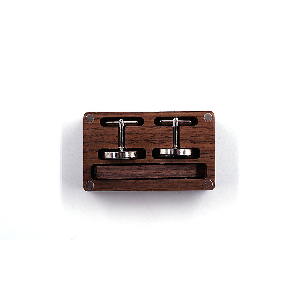 Personalised Wooden Men's Cufflink + Tie Clip