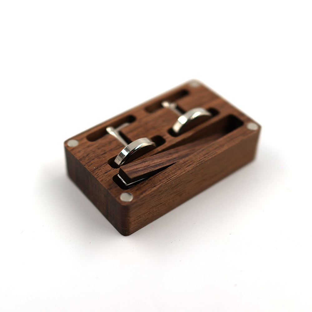 Personalised Wooden Men's Cufflink + Tie Clip