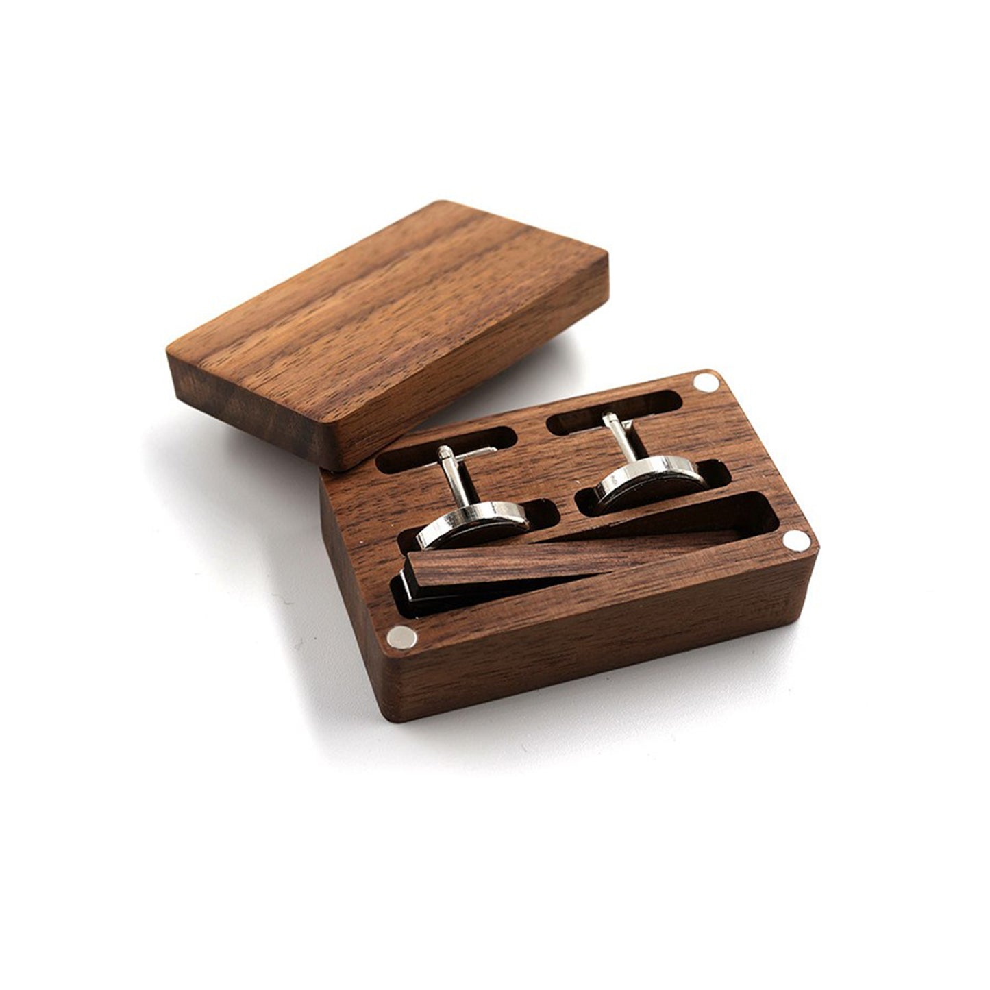 Personalised Wooden Men's Cufflink + Tie Clip