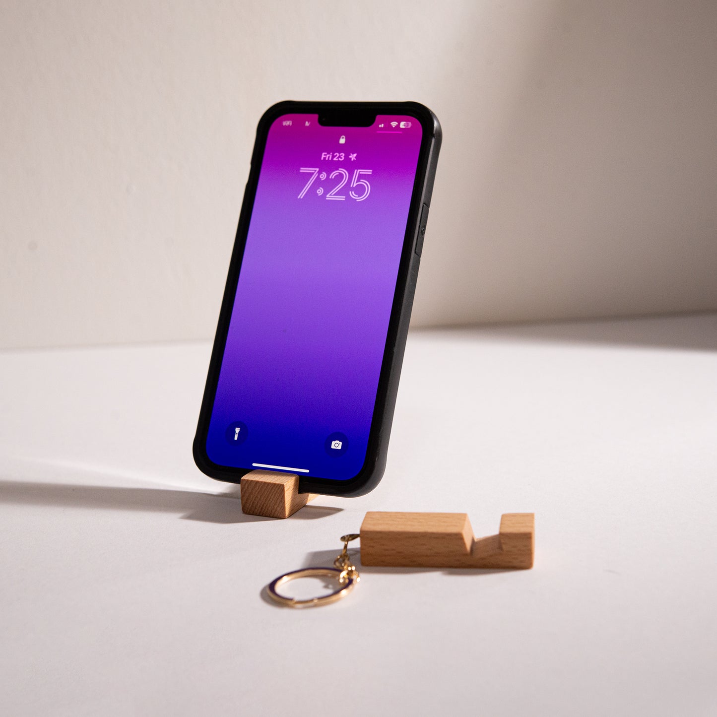 2 in 1 Wooden Keychain + Phone Holder