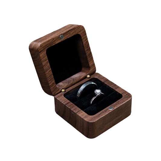 Wooden Square Ring Box (Solid Top)