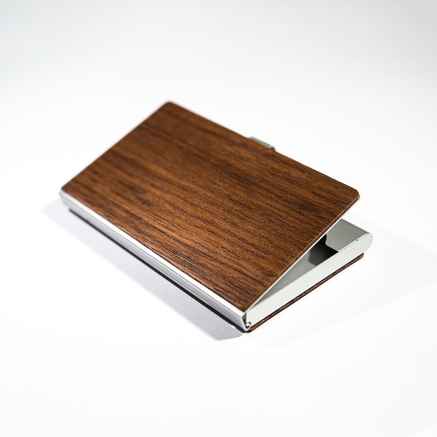 Stainless Steel Business Card Holder with Wooden Top