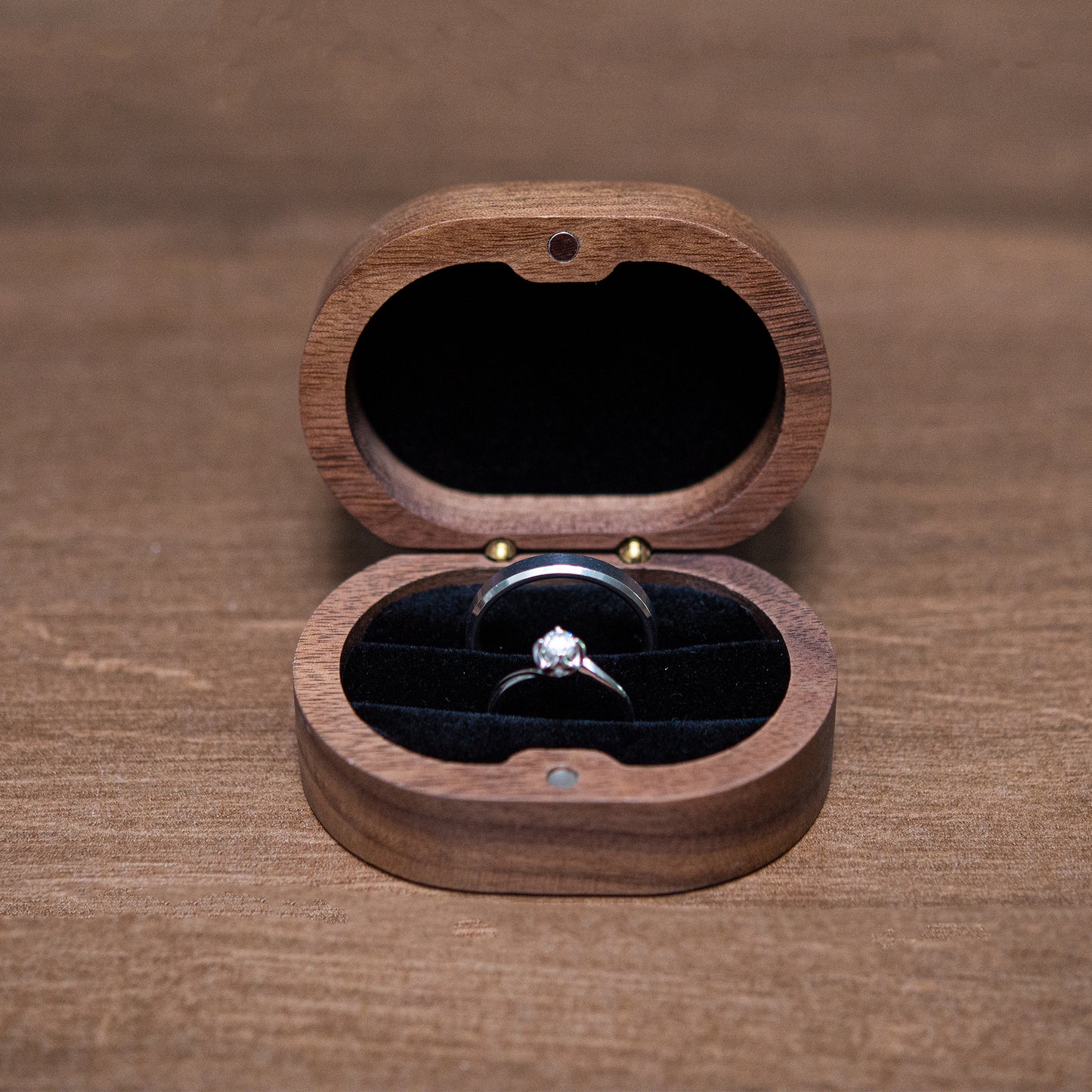 Wooden Oval Ring Box ( Solid Top)