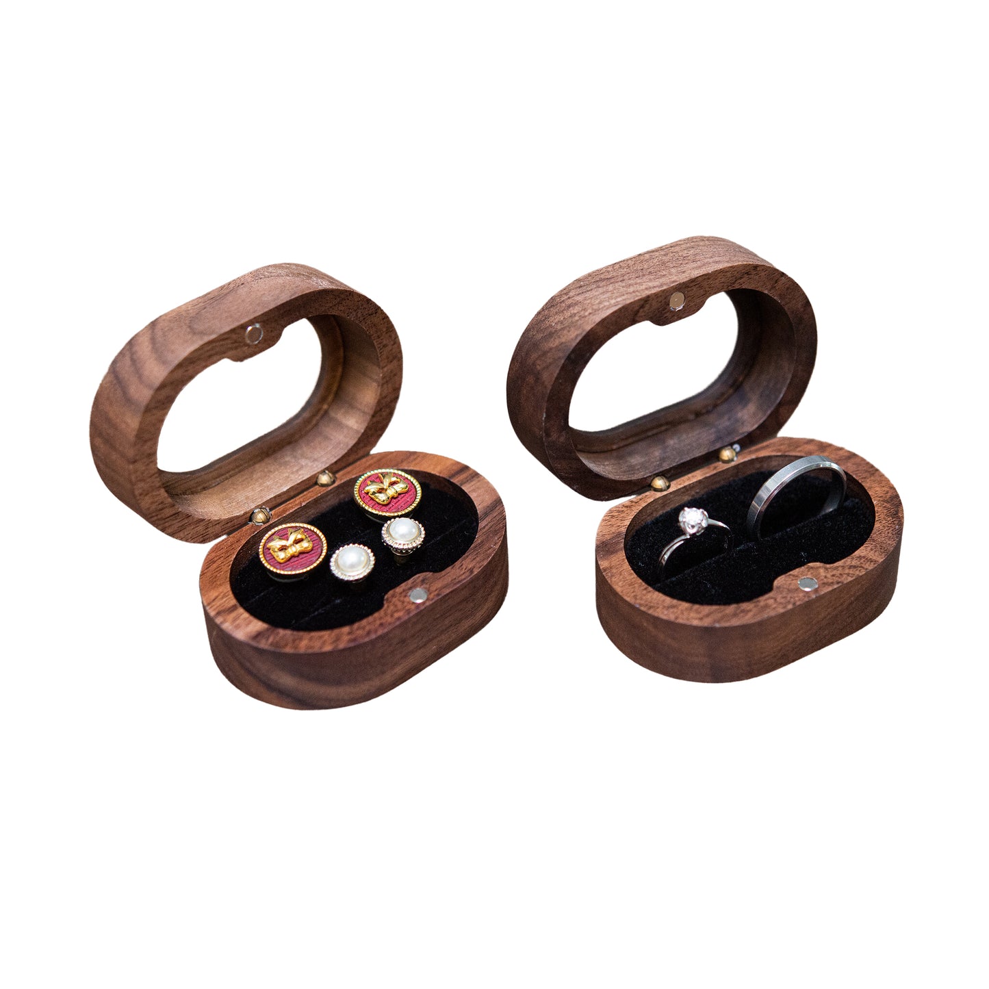 Wooden Oval Ring Box (Glass Top)