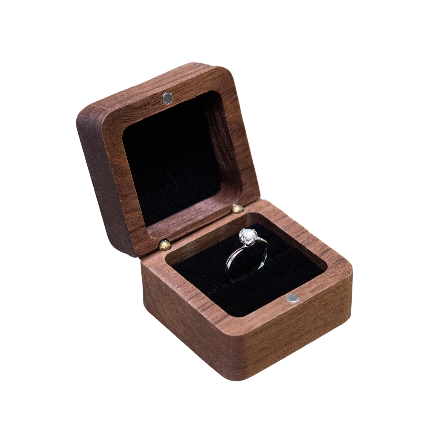 Wooden Square Ring Box (Solid Top)