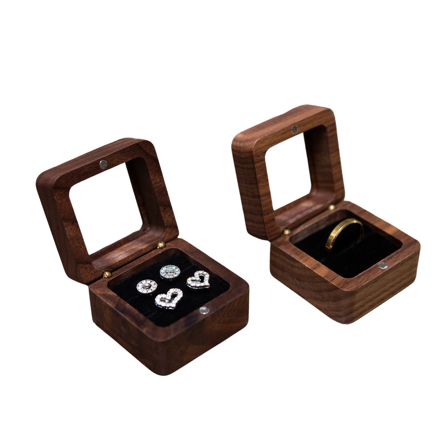 Wooden Square Ring Box (Glass Top)