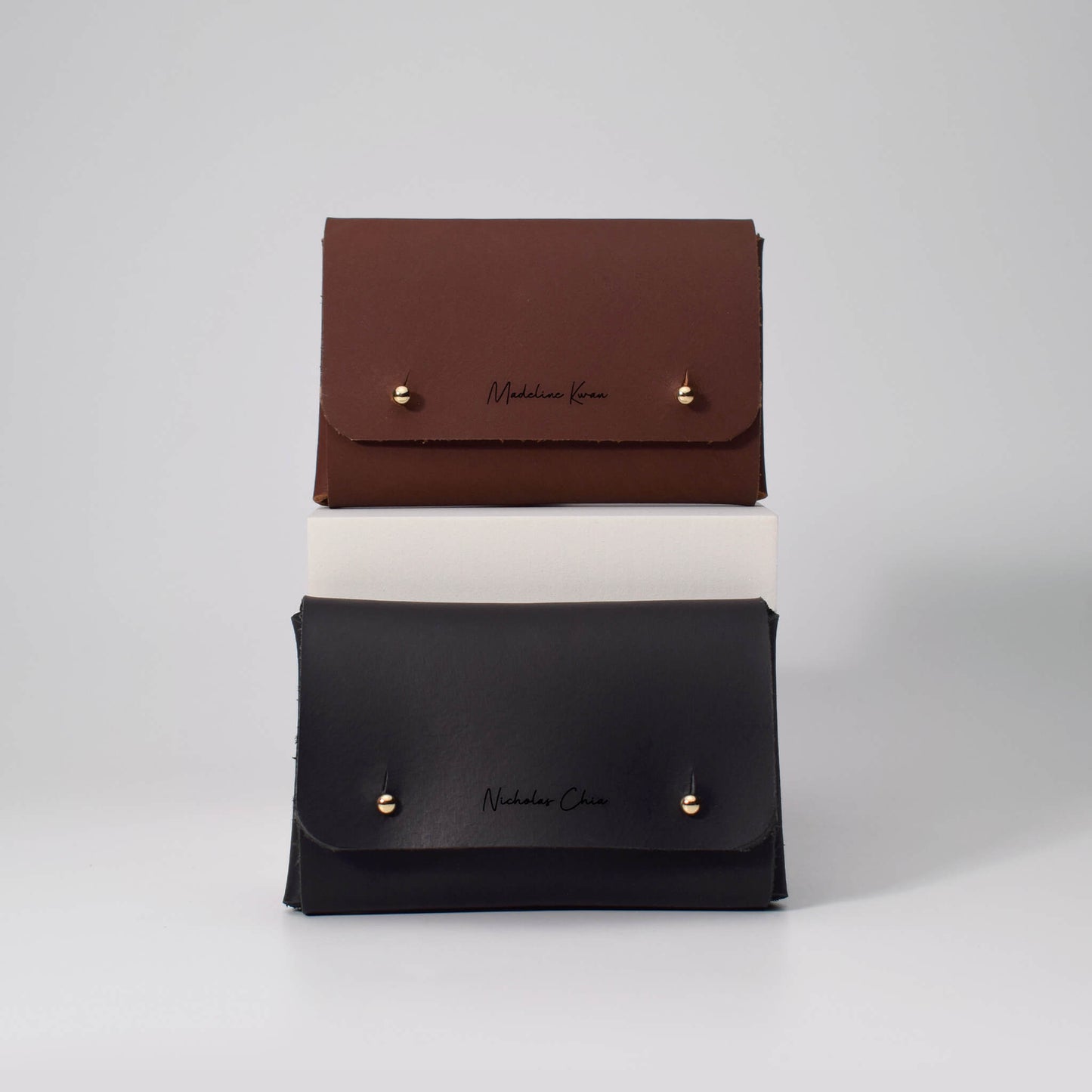 Ankaa Personalized Leather Business Card Holder