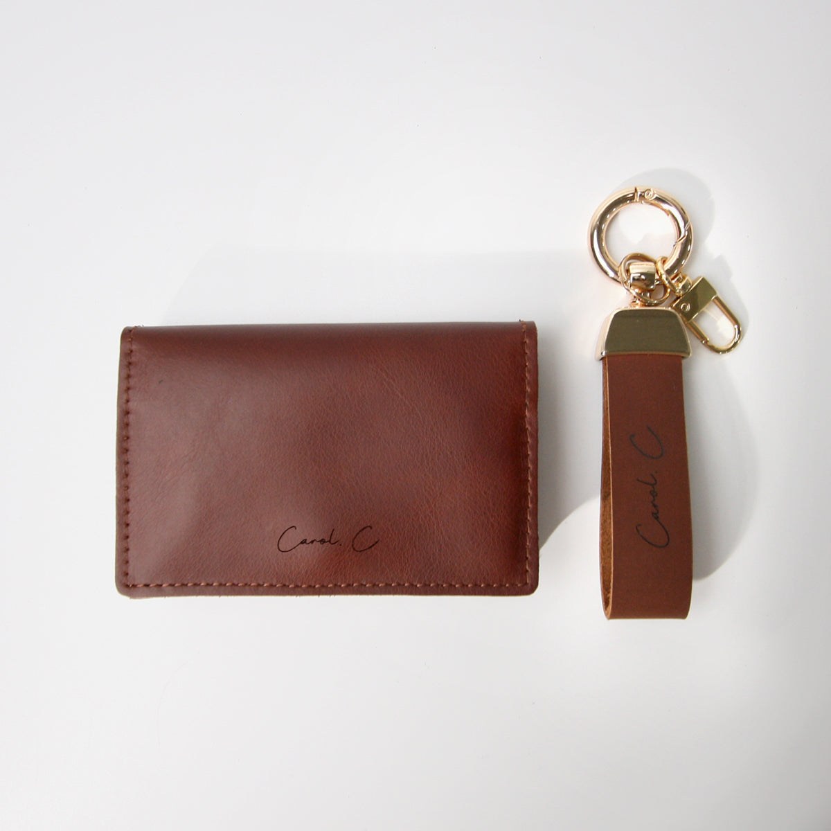 [Sweet Set E] Meissa Bifold Leather Card Holder + Hera Keychain