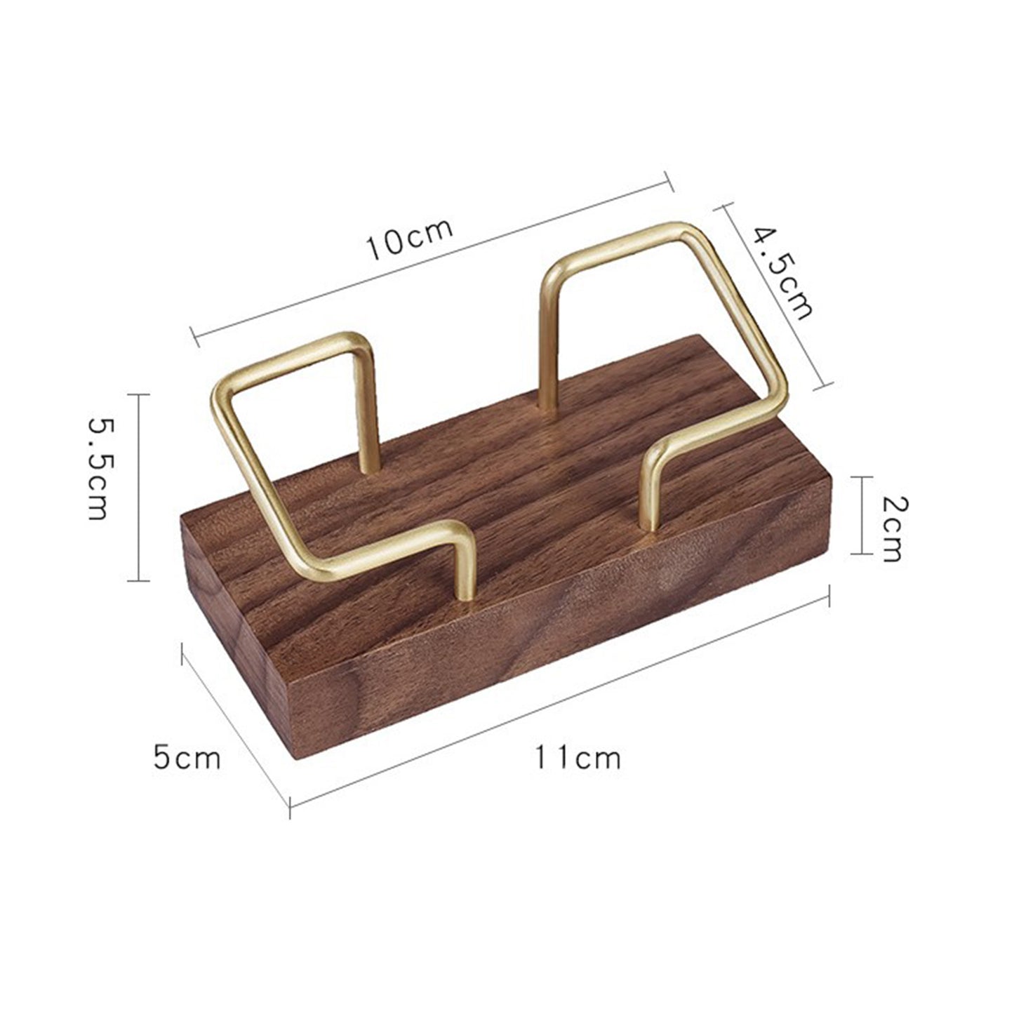 Table Top Wooden Card Holder with Brass